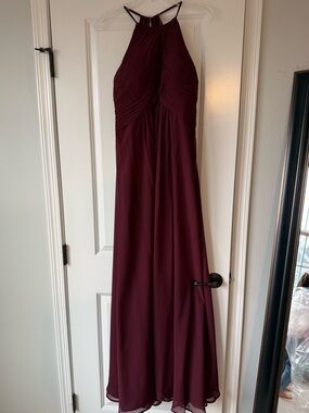 Elegant Burgundy Halter Evening Dress